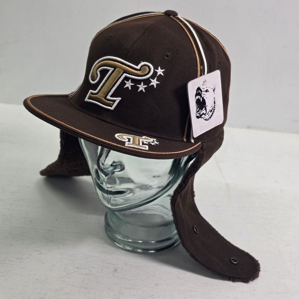 Texas Pit Bull Embroidered Mens Sz XL Brown Hat Cap Embroidered Fitted Dog Ear